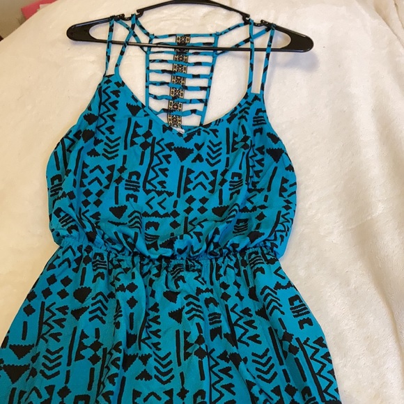 Sun dress aqua blue Size M Three pink hearts brand - Picture 4 of 9